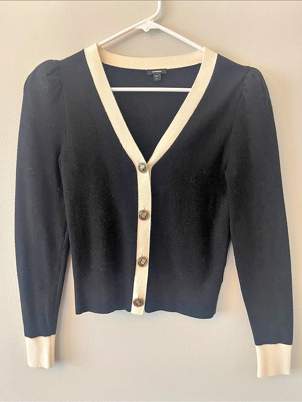 Express Contrast Trim Button Cardigan Size XS Like New